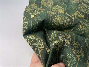 Patchwork stof - flot julepynt i guld og grønne toner